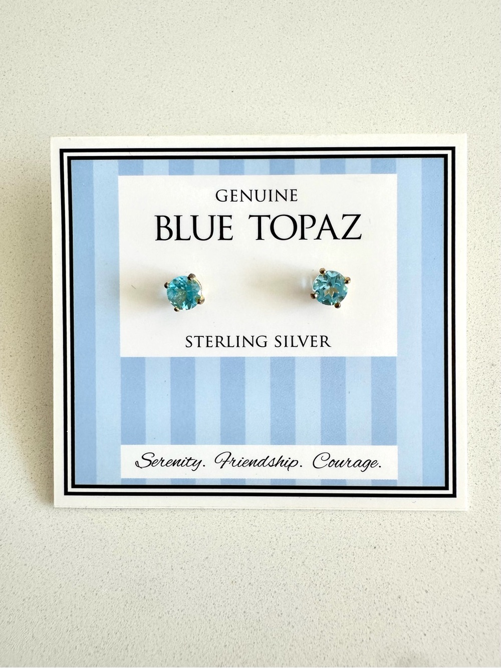 Genuine Blue Topaz Studs w Gold Tone